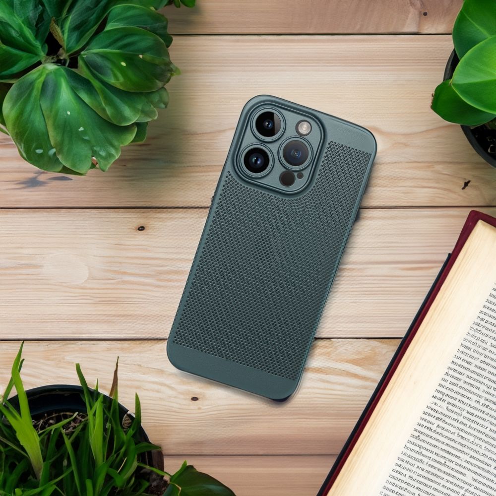 Apple iPhone 15 Pro Max Breezy lyukacsos műanyag hátlap tok (Zöld)
