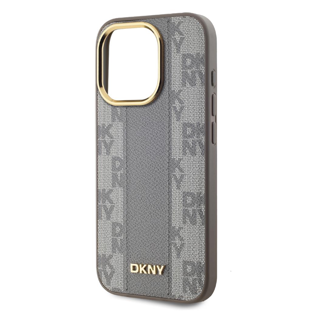 Apple iPhone 15 Pro Max DKNY PU Leather Checkered Pattern Magsafe hátlap tok (Bézs - DKHMP15XPCPVSLE)