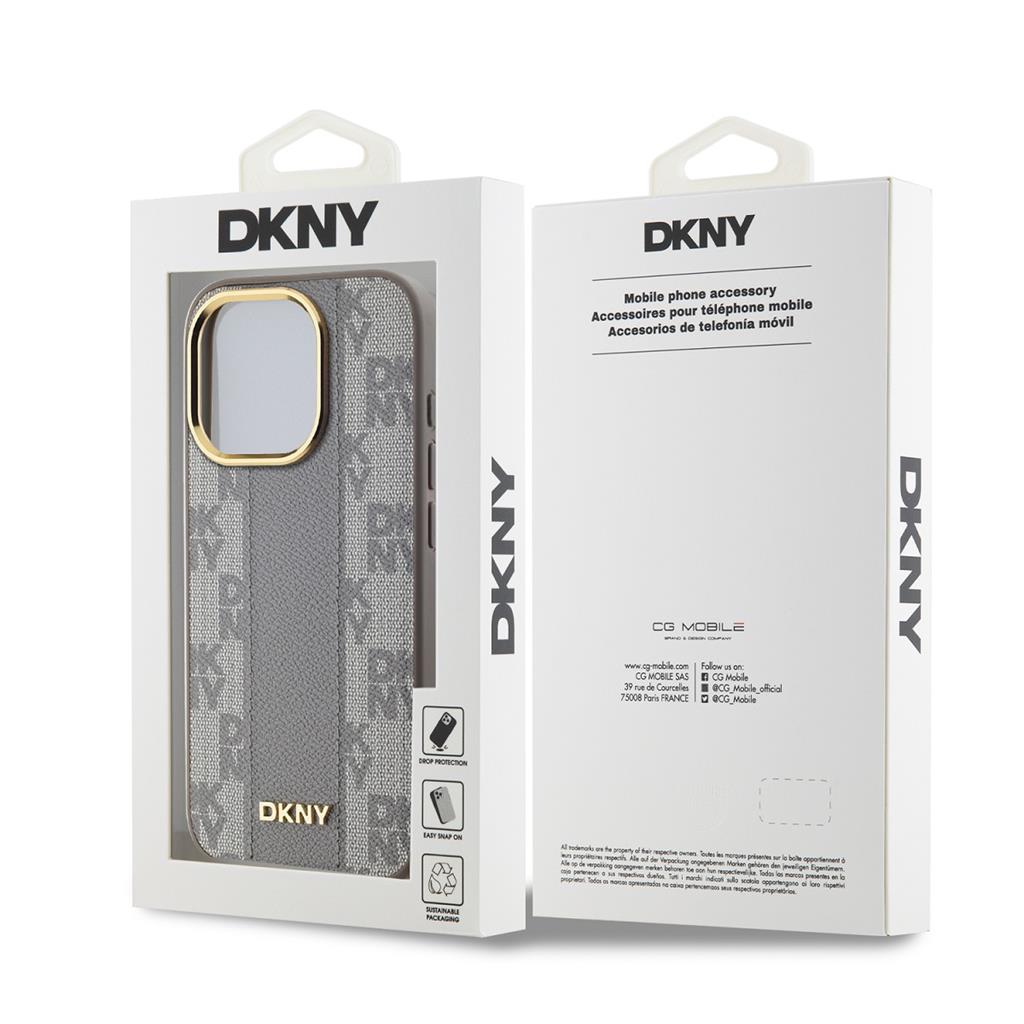 Apple iPhone 15 Pro Max DKNY PU Leather Checkered Pattern Magsafe hátlap tok (Bézs - DKHMP15XPCPVSLE)