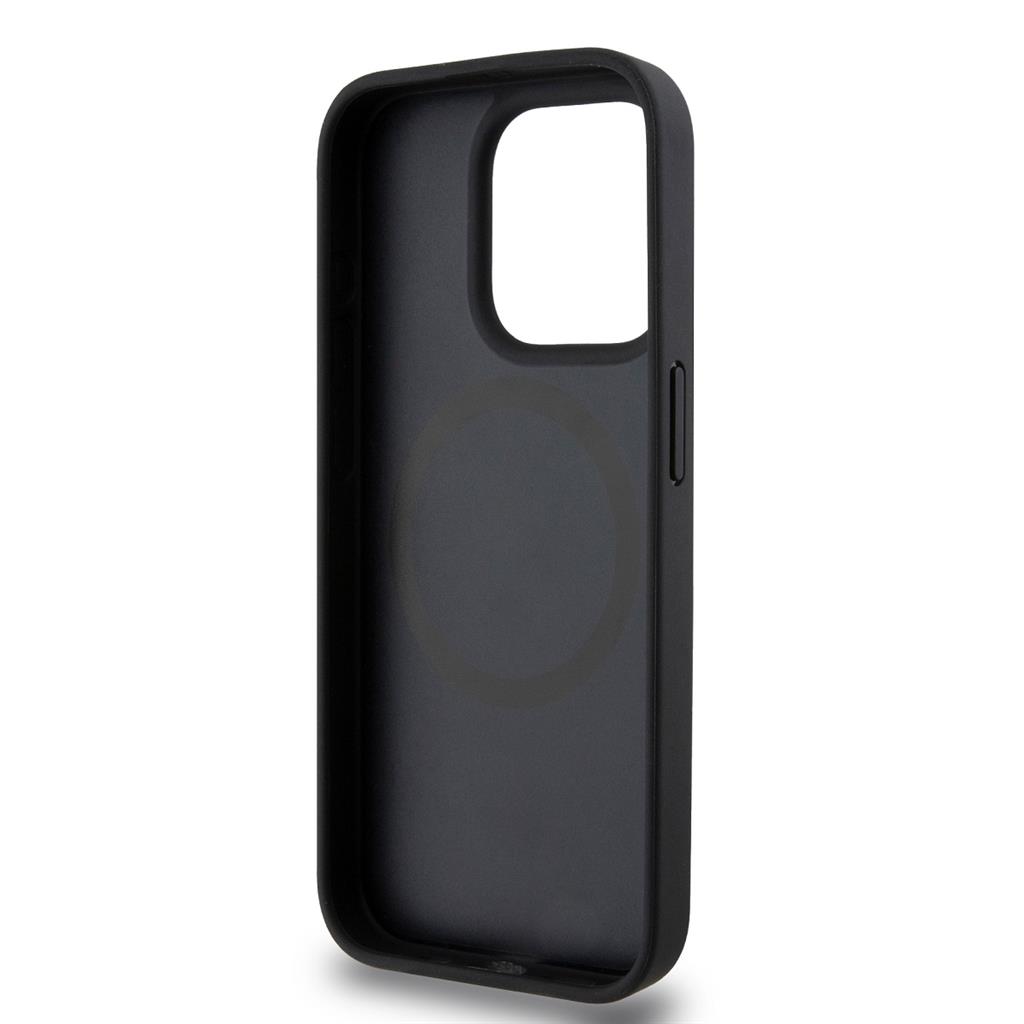Apple iPhone 15 Pro Max DKNY PU Leather Repeat Pattern Stack Logo MagSafe hátlap tok (Fekete)