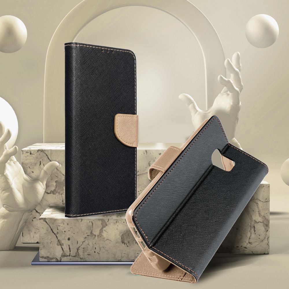 Apple iPhone 15 Pro Max Fancy book notesz tok (fekete-arany)