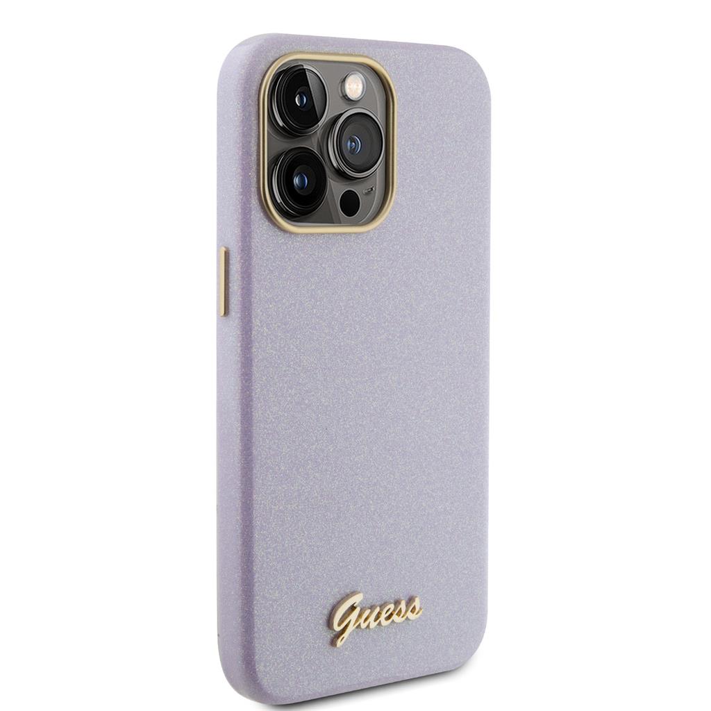 Apple iPhone 15 Pro Max Guess PU Glitter teljesen fedő tok (Lila) - GUHCP15XPGMCSL