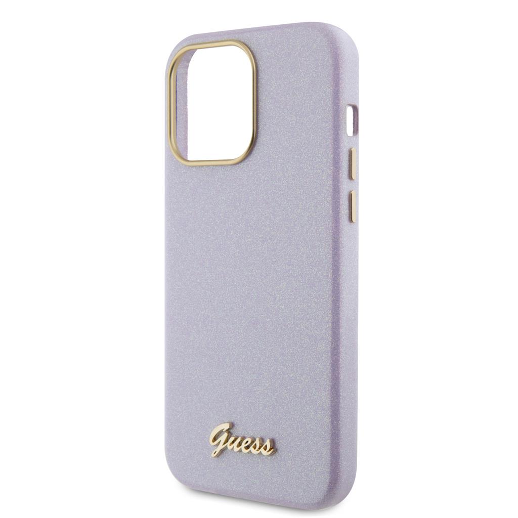 Apple iPhone 15 Pro Max Guess PU Glitter teljesen fedő tok (Lila) - GUHCP15XPGMCSL