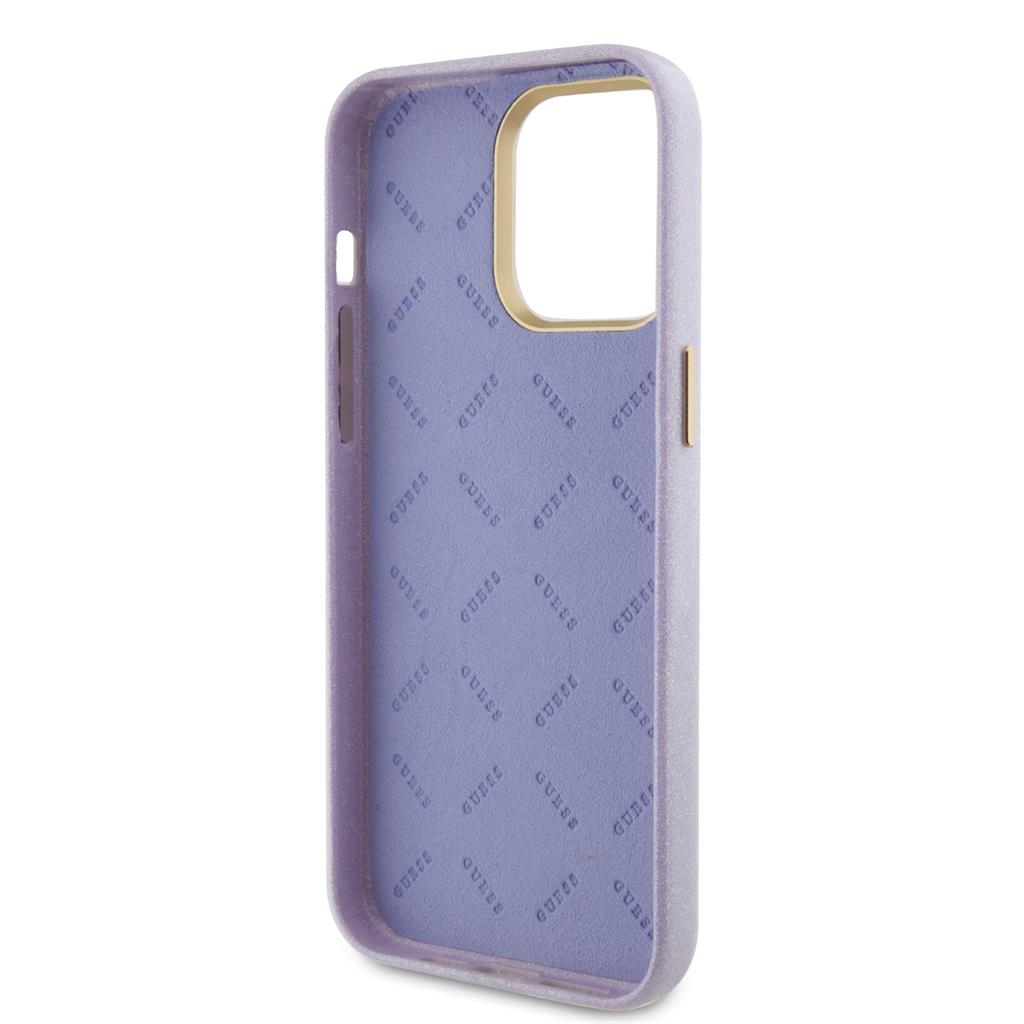 Apple iPhone 15 Pro Max Guess PU Glitter teljesen fedő tok (Lila) - GUHCP15XPGMCSL