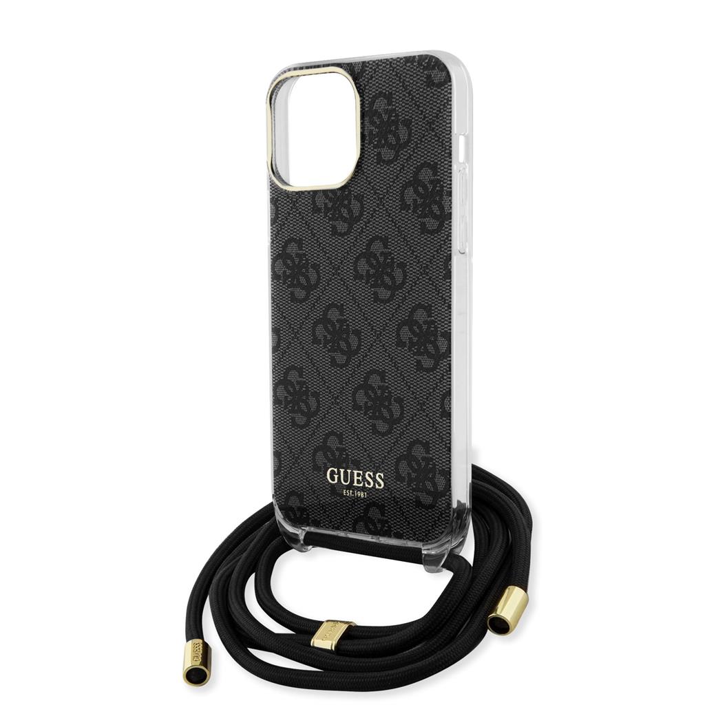 Apple iPhone 15 Pro Max Guess IML 4G Crossbody Strap tok (Fekete) - GUHCP15XHC4SEK