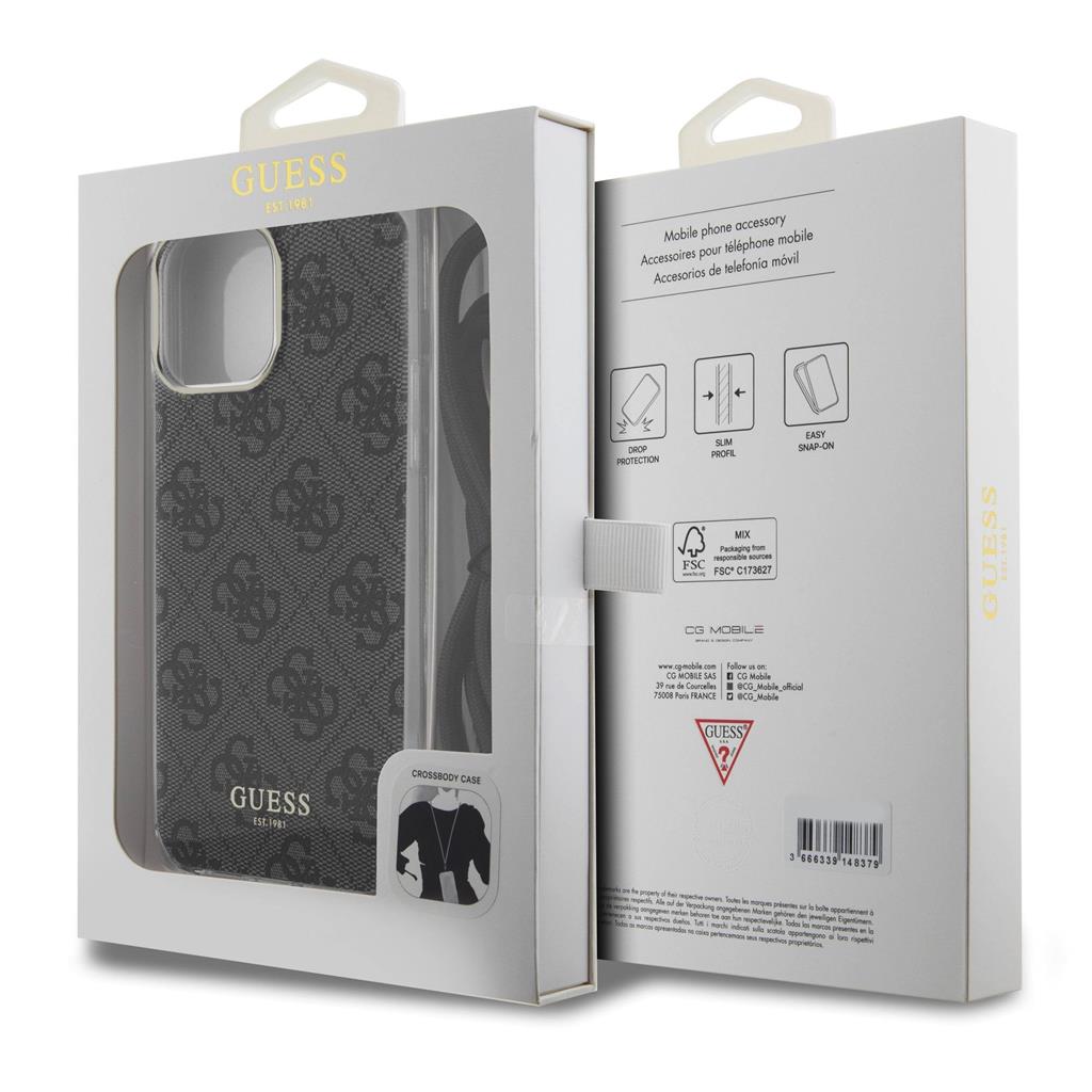 Apple iPhone 15 Pro Max Guess IML 4G Crossbody Strap tok (Fekete) - GUHCP15XHC4SEK
