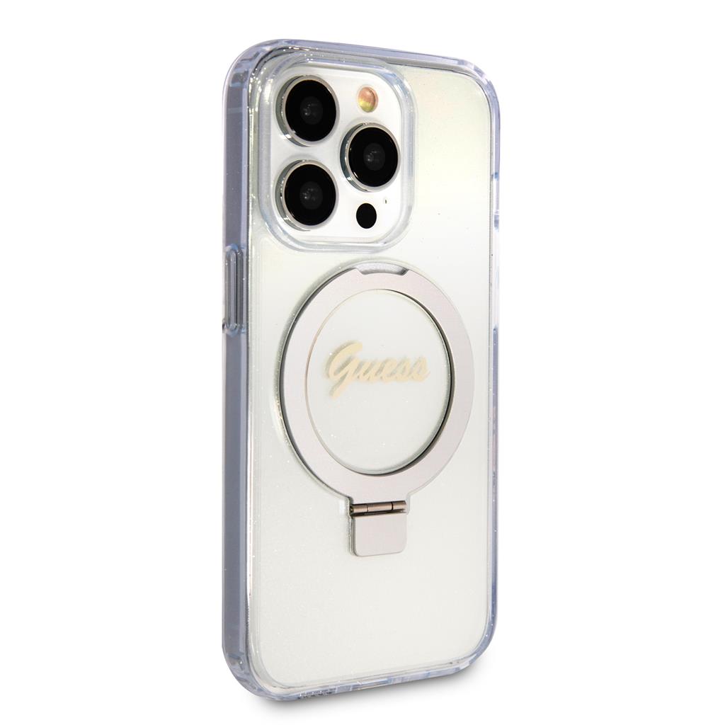 Apple iPhone 15 Pro Max Guess IML Ring Stand Glitter MagSafe tok (Átlátszó) - GUHMP15XHRSGSD