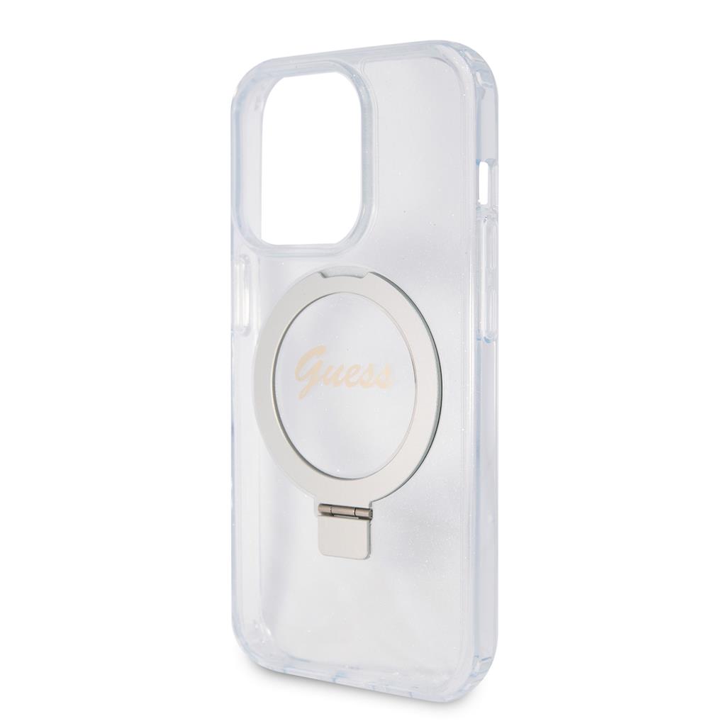 Apple iPhone 15 Pro Max Guess IML Ring Stand Glitter MagSafe tok (Átlátszó) - GUHMP15XHRSGSD