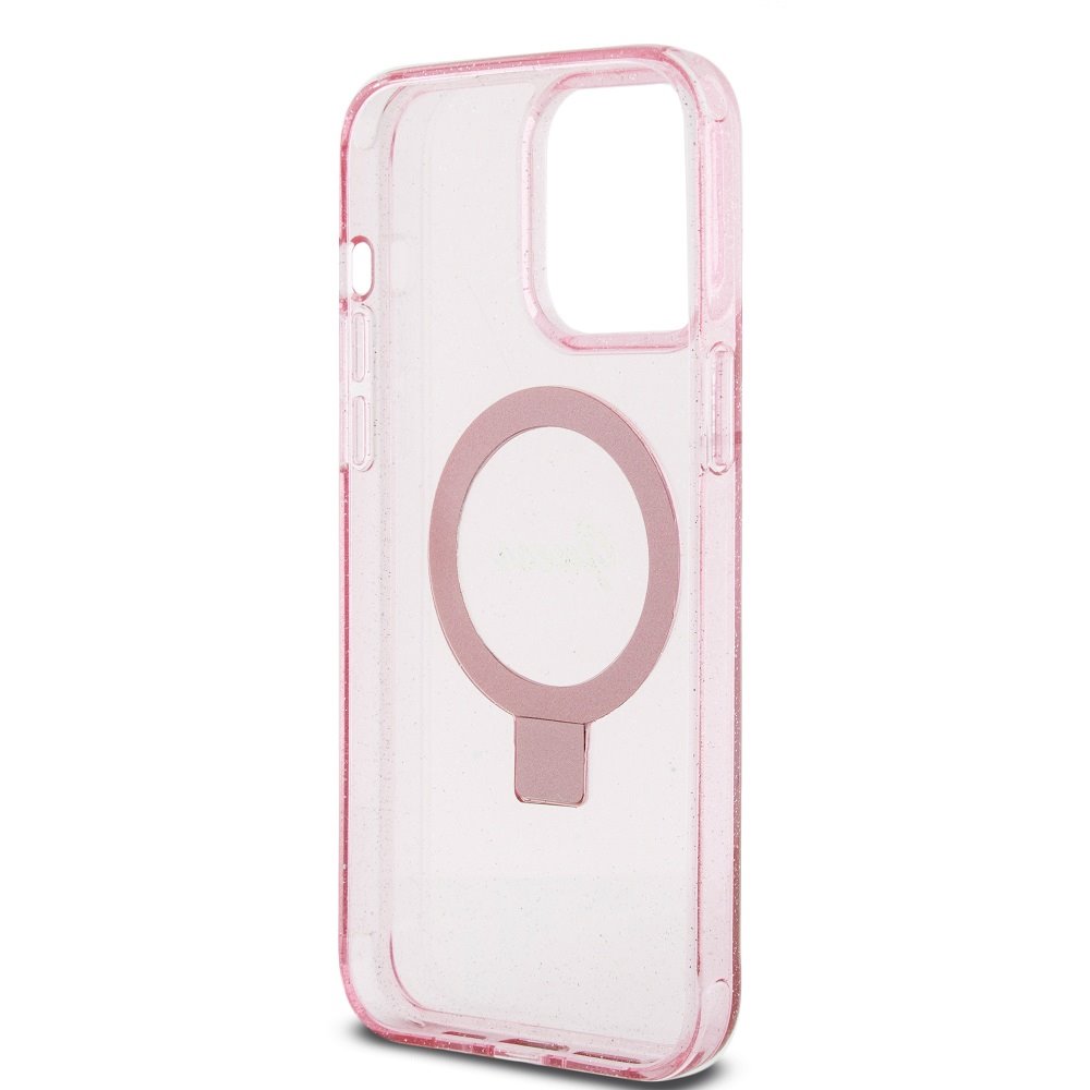 Apple iPhone 15 Pro Max Guess IML Ring Stand Glitter MagSafe tok (Rózsaszín) - GUHMP15XHRSGSP