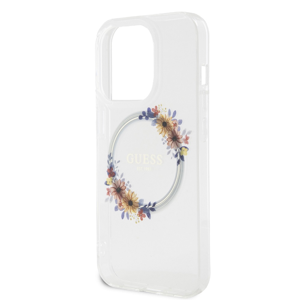 Apple iPhone 15 Pro Max Guess Flowers Ring MagSafe tok (Átlátszó) - GUHMP15XHFWFCT