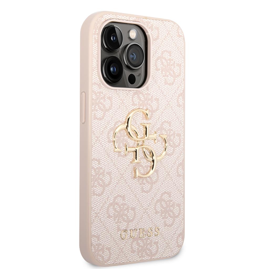 Apple iPhone 15 Pro Max Guess PU 4G Metal Logo tok (Rózsaszín) - GUHCP15X4GMGPI