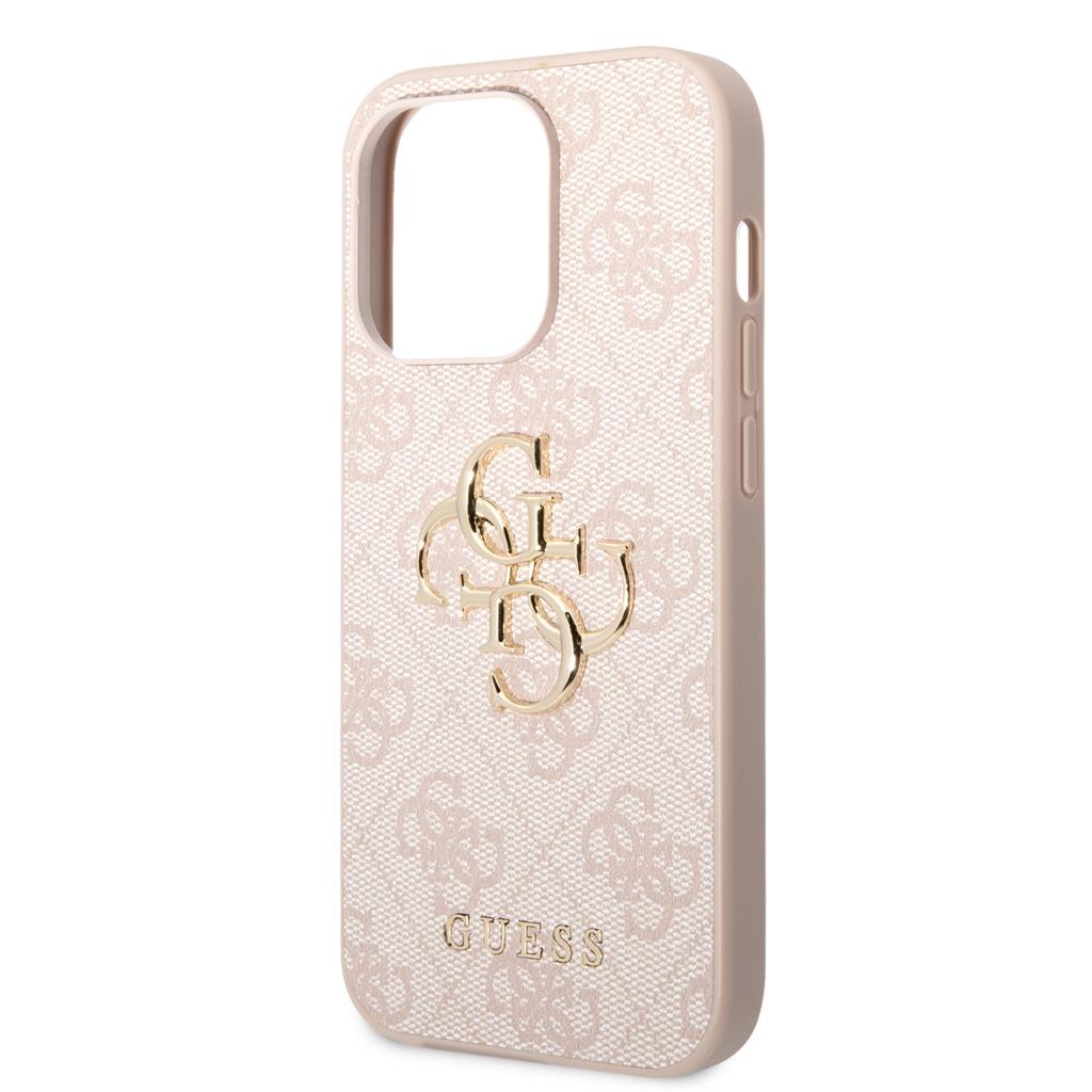 Apple iPhone 15 Pro Max Guess PU 4G Metal Logo tok (Rózsaszín) - GUHCP15X4GMGPI