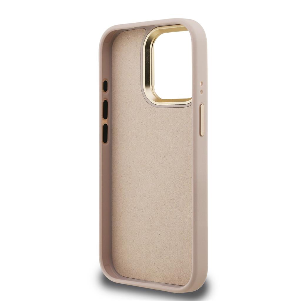 Apple iPhone 15 Pro Max Guess PU 4G Metal Logo Stand Camera Frame tok (Rózsaszín) - GUHCP15XPCS4GP4P