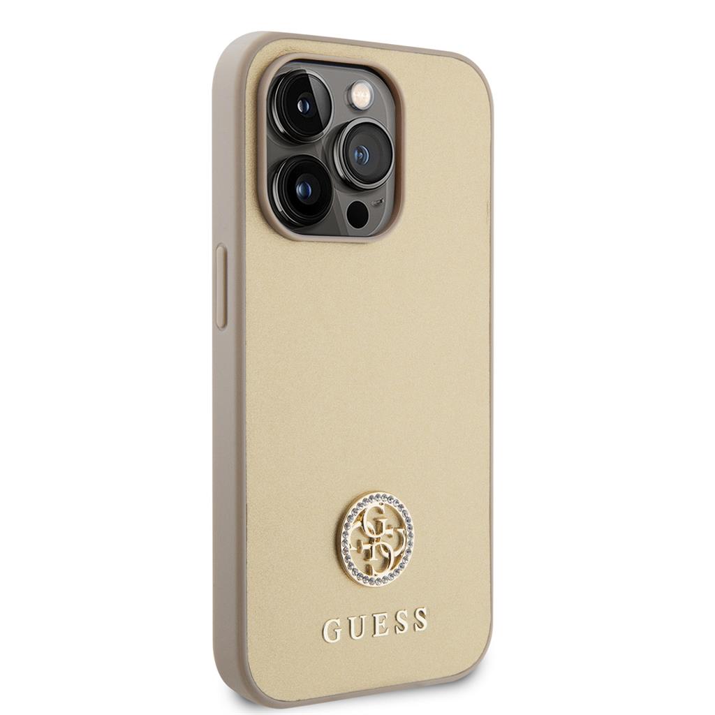 Apple iPhone 15 Pro Max Guess PU 4G Strass Metal Logo tok (Arany) - GUHCP15XPS4DGPD