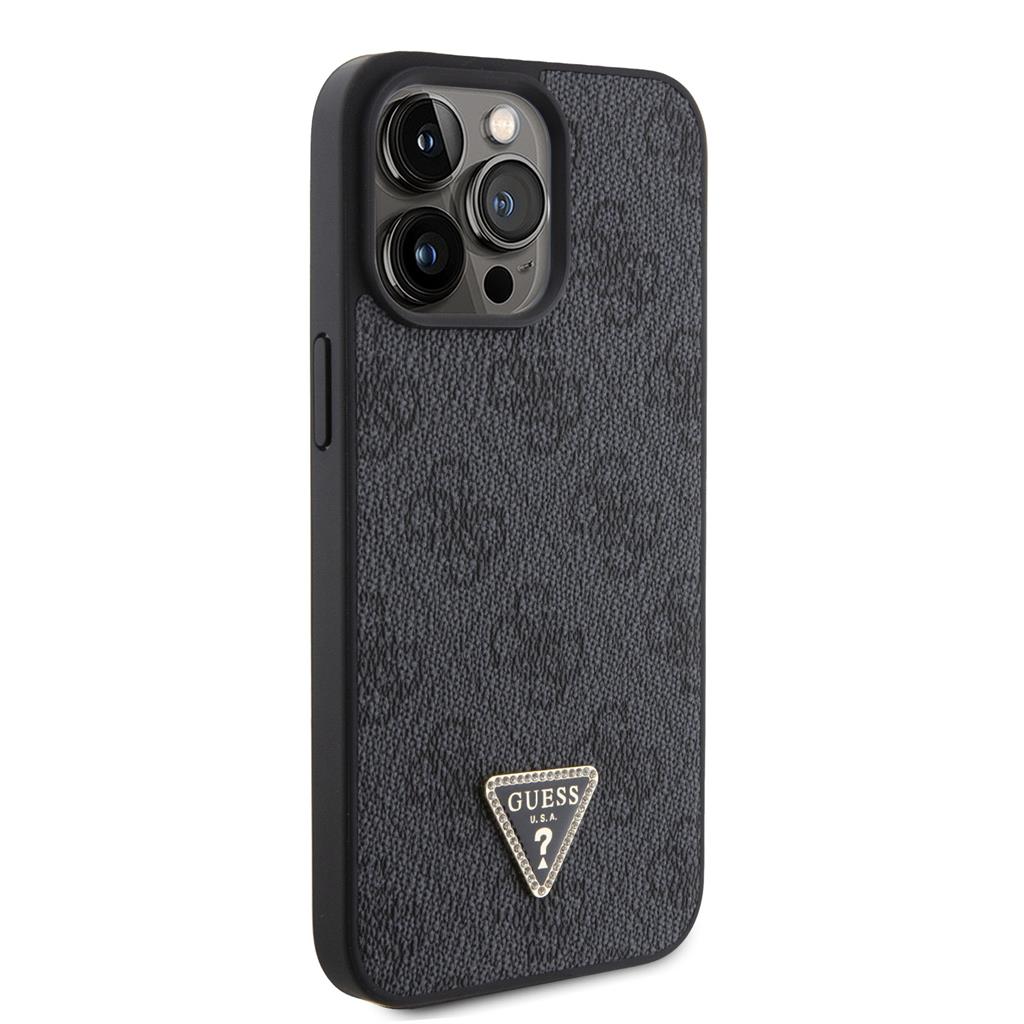 Apple iPhone 15 Pro Max Guess PU 4G Strass Triangle tok (Fekete) - GUHCP15XP4TDPK