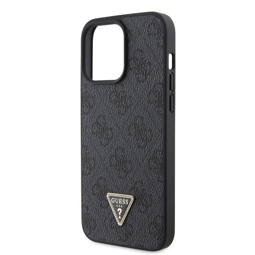 Apple iPhone 15 Pro Max Guess PU 4G Strass Triangle tok (Fekete) - GUHCP15XP4TDPK