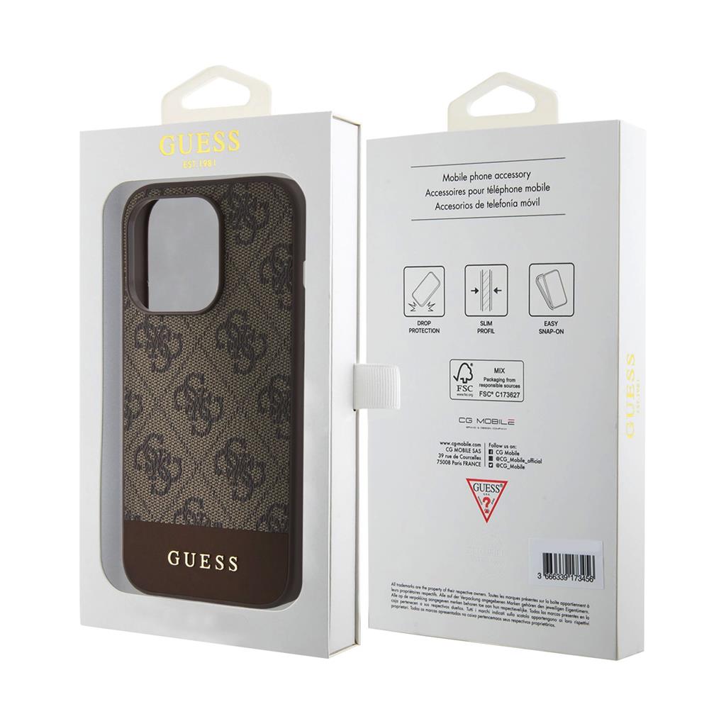 Apple iPhone 15 Pro Max Guess PU 4G Stripe MagSafe tok (Barna) - GUHMP15XG4GLBR