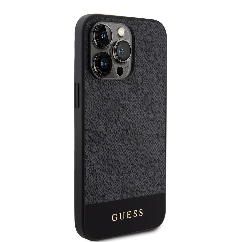 Apple iPhone 15 Pro Max Guess PU 4G Stripe MagSafe tok (Fekete) - GUHMP15XG4GLGR