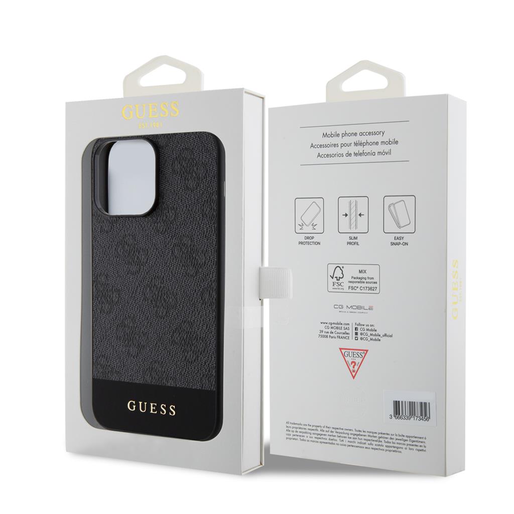 Apple iPhone 15 Pro Max Guess PU 4G Stripe MagSafe tok (Fekete) - GUHMP15XG4GLGR