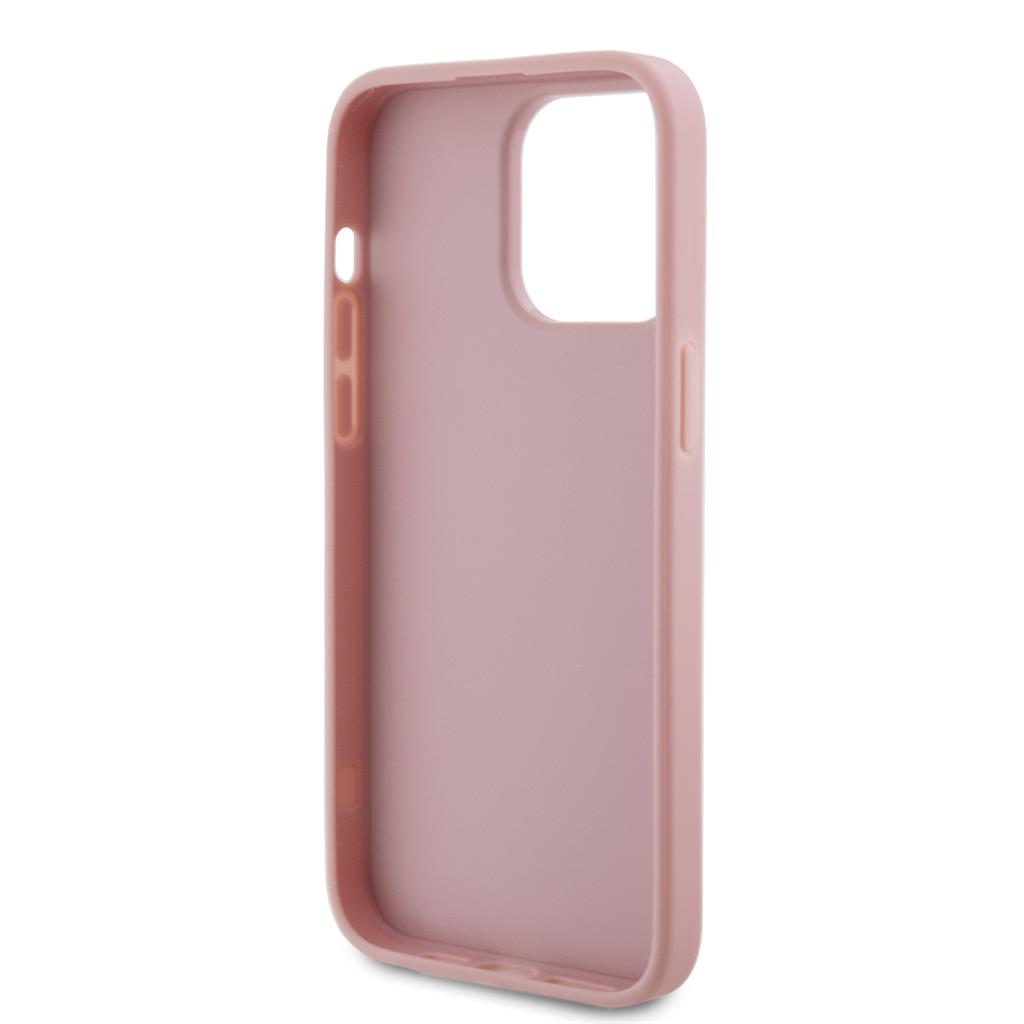 Apple iPhone 15 Pro Max Guess PU Fixed Glitter 4G Metal Logo tok (Rózsaszín) - GUHCP15XHG4SGP