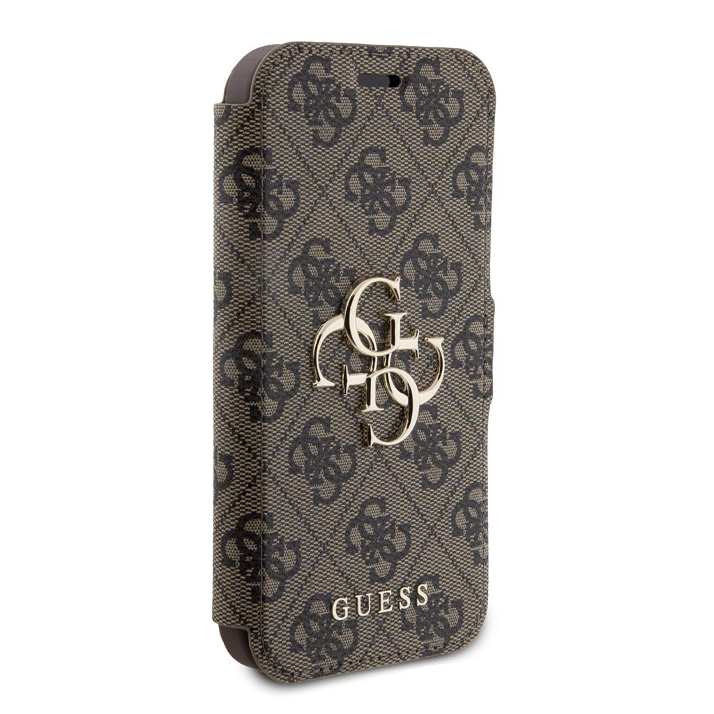 Apple iPhone 15 Pro Max Guess PU Leather 4G Metal Logo könyvtok (Barna) - GUBKP15X4GMGBR