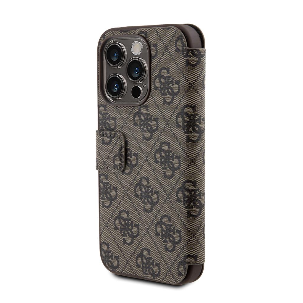 Apple iPhone 15 Pro Max Guess PU Leather 4G Metal Logo könyvtok (Barna) - GUBKP15X4GMGBR