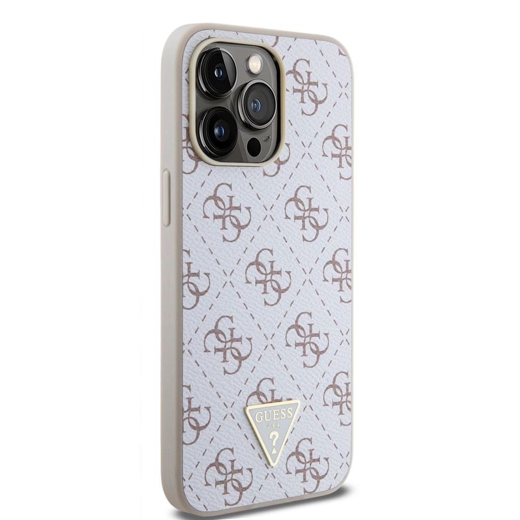 Apple iPhone 15 Pro Max Guess PU Leather 4G Triangle Metal Logo tok (Fehér) - GUHCP15XPG4GPH