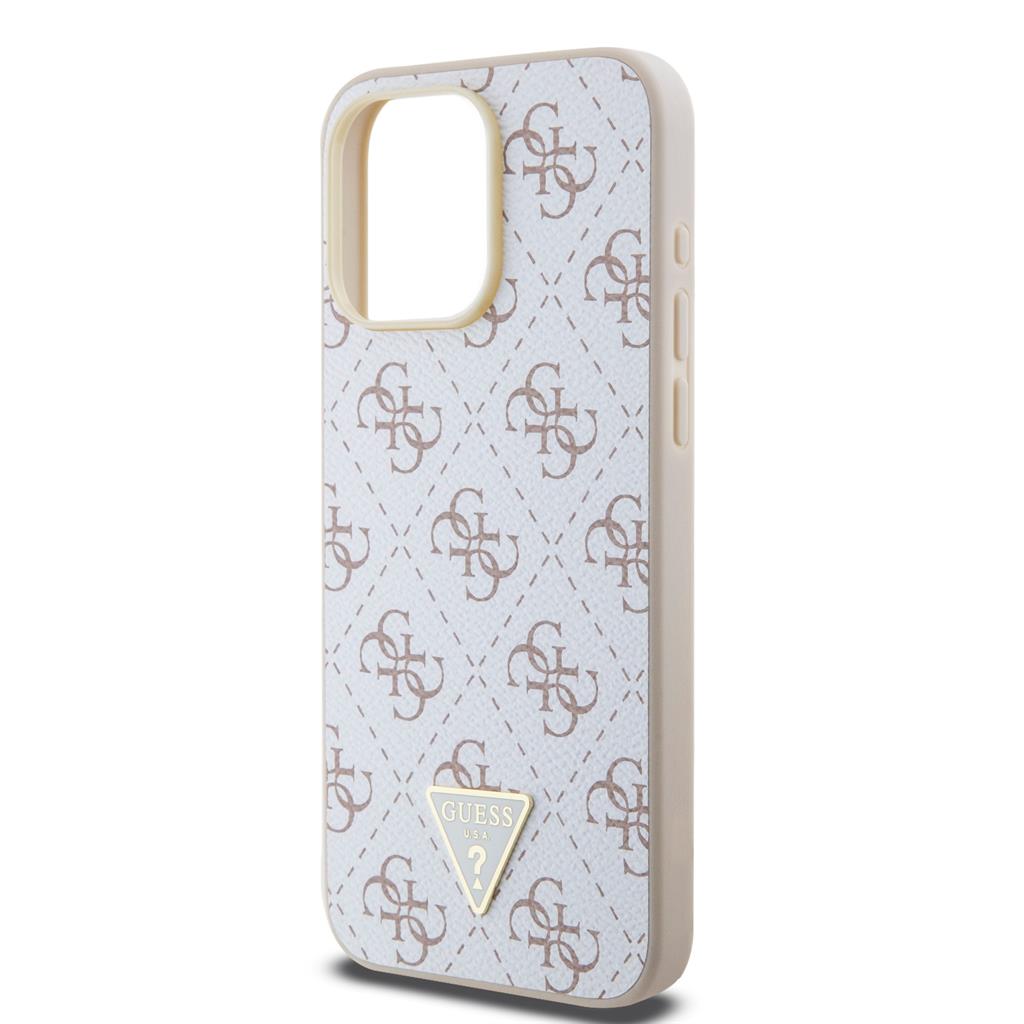 Apple iPhone 15 Pro Max Guess PU Leather 4G Triangle Metal Logo tok (Fehér) - GUHCP15XPG4GPH