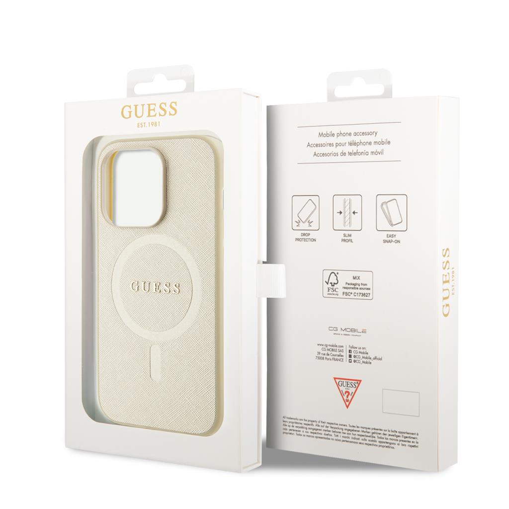 Apple iPhone 15 Pro Max Guess PU Saffiano MagSafe tok (Bézs) - GUHMP15XPSAHMCB