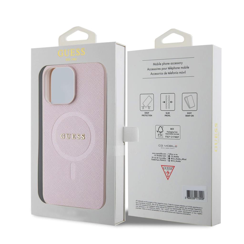 Apple iPhone 15 Pro Max Guess PU Saffiano MagSafe tok (Rózsaszín) - GUHMP15XPSAHMCP