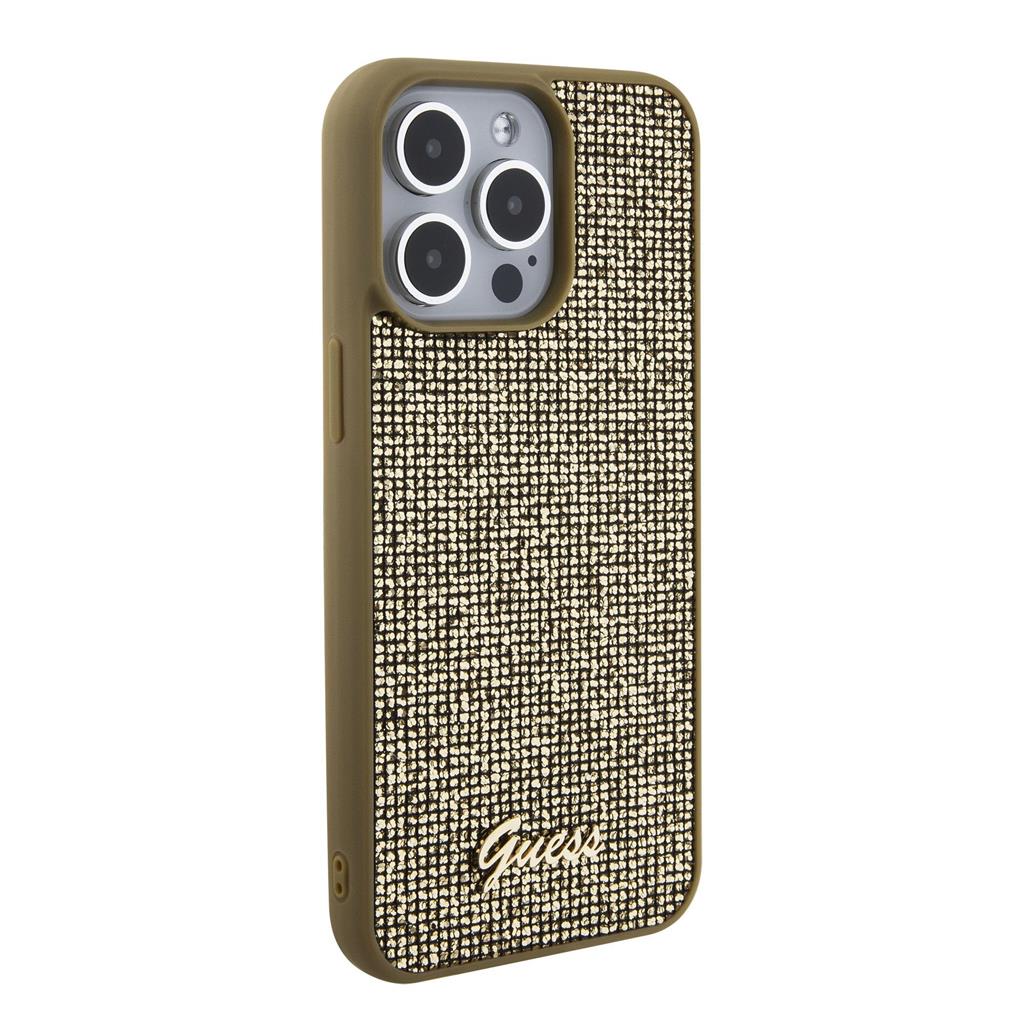 Apple iPhone 15 Pro Max Guess PU Square Mirror Script Logo tok (Arany) - GUHCP15XPMSDGSD