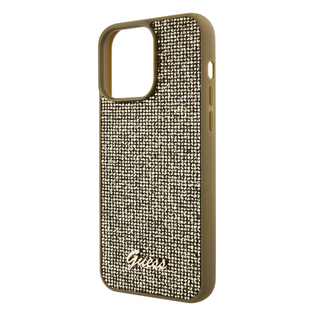 Apple iPhone 15 Pro Max Guess PU Square Mirror Script Logo tok (Arany) - GUHCP15XPMSDGSD