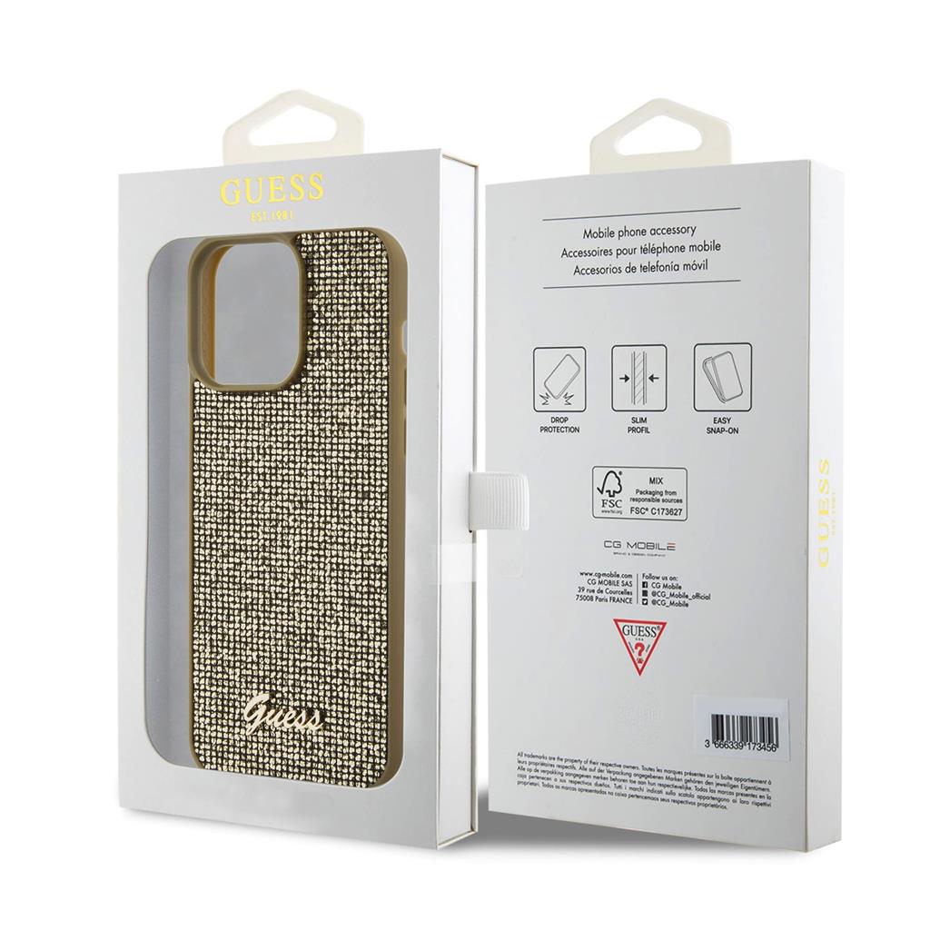 Apple iPhone 15 Pro Max Guess PU Square Mirror Script Logo tok (Arany) - GUHCP15XPMSDGSD