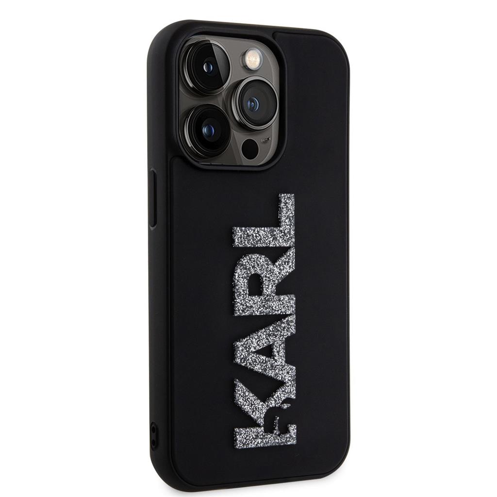 Apple iPhone 15 Pro Max Karl Lagerfeld 3D Glitter Karl tok (Fekete) – KLHCP15X3DMBKCK