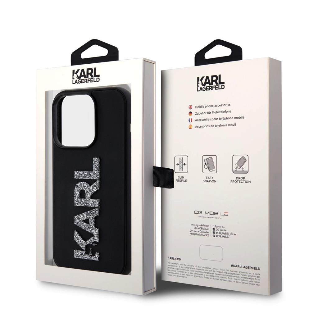 Apple iPhone 15 Pro Max Karl Lagerfeld 3D Glitter Karl tok (Fekete) – KLHCP15X3DMBKCK