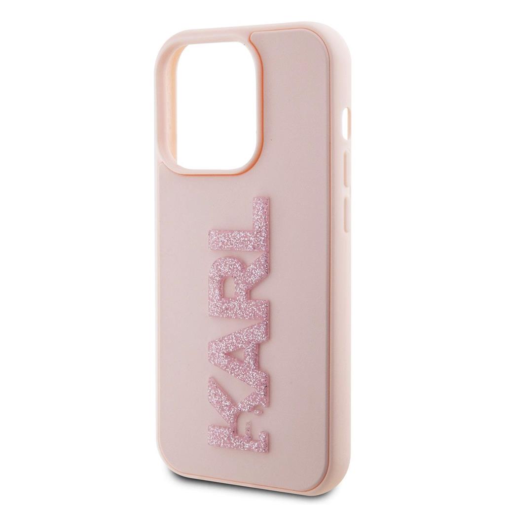 Apple iPhone 15 Pro Max Karl Lagerfeld 3D Glitter Karl tok (Rózsaszín) – KLHCP15X3DMBKCP