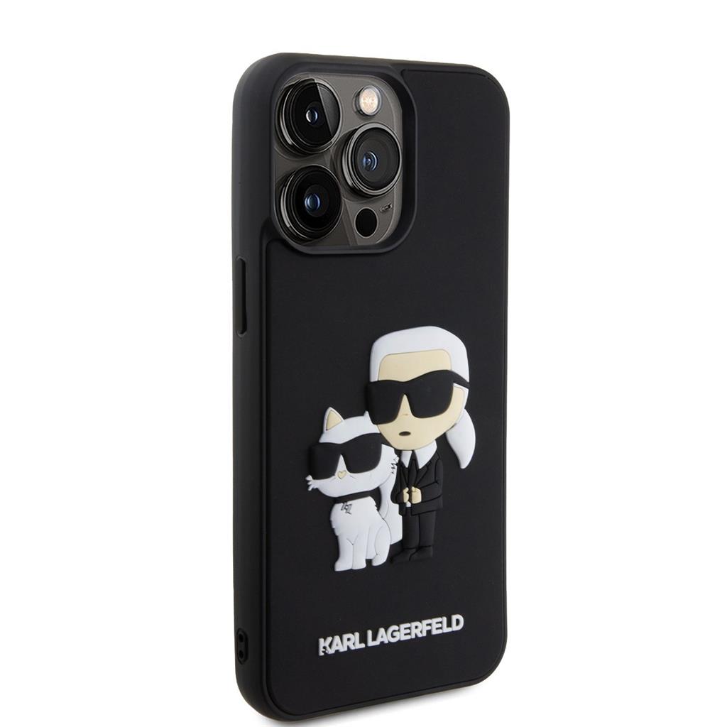 Apple iPhone 15 Pro Max Karl Lagerfeld 3D Karl & Choupette tok (Fekete) – KLHCP15X3DRKCNK
