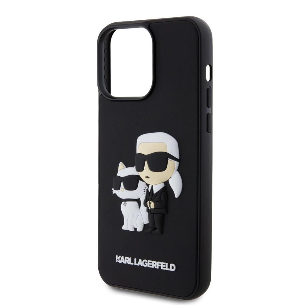 Apple iPhone 15 Pro Max Karl Lagerfeld 3D Karl & Choupette tok (Fekete) – KLHCP15X3DRKCNK