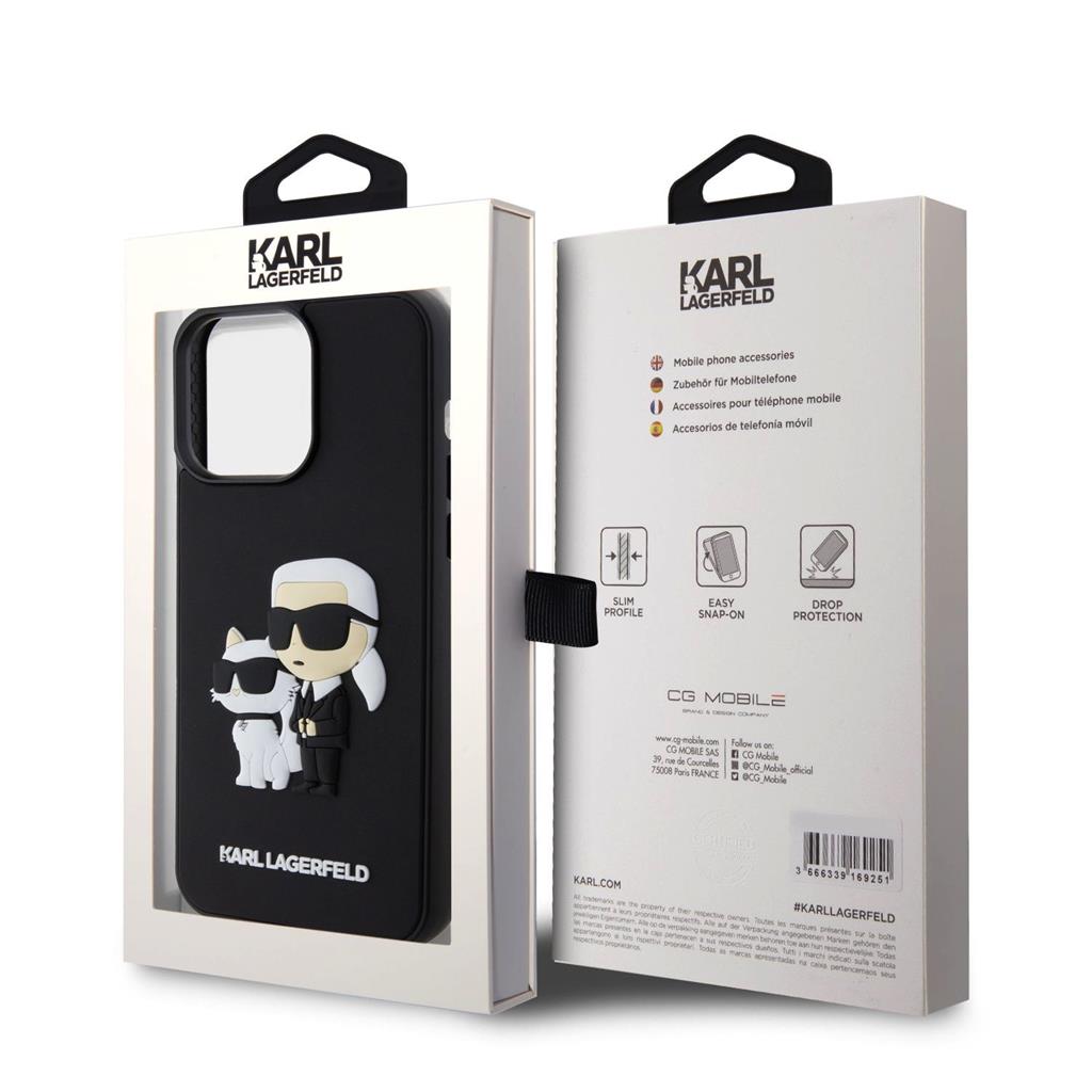 Apple iPhone 15 Pro Max Karl Lagerfeld 3D Karl & Choupette tok (Fekete) – KLHCP15X3DRKCNK