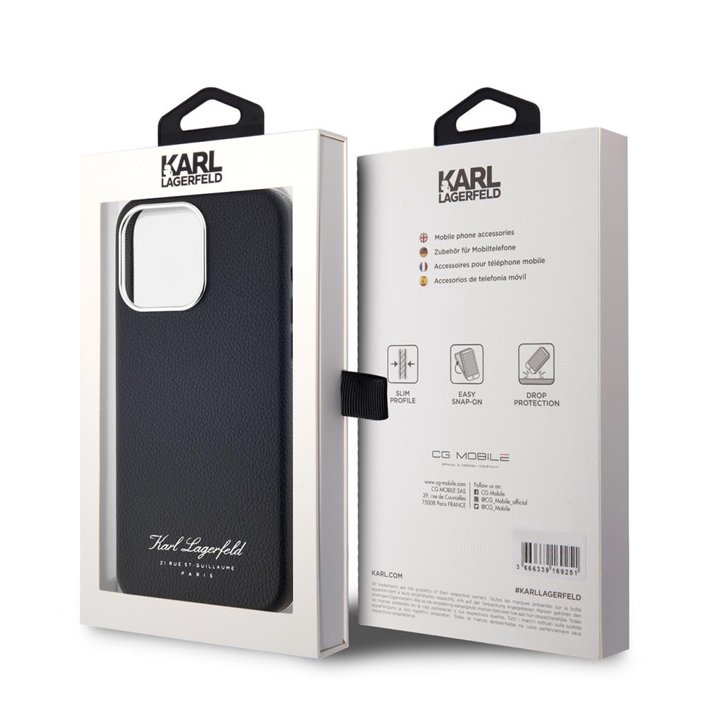 Apple iPhone 15 Pro Max Karl Lagerfeld Grained PU Hotel RSG tok (Fekete) – KLHCP15XPGWCMKHK