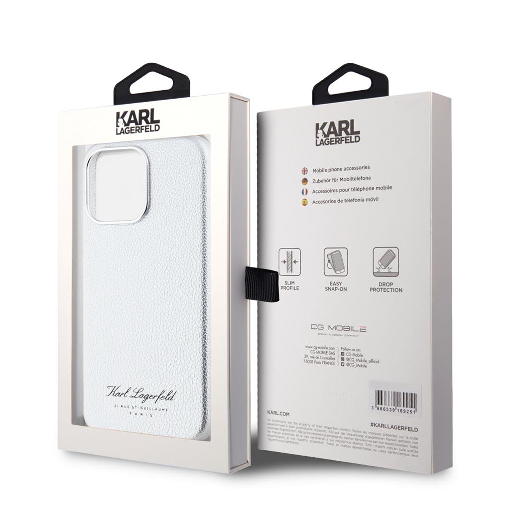 Apple iPhone 15 Pro Max Karl Lagerfeld Grained PU Hotel RSG tok (Szürke) – KLHCP15XPGWCMKHG