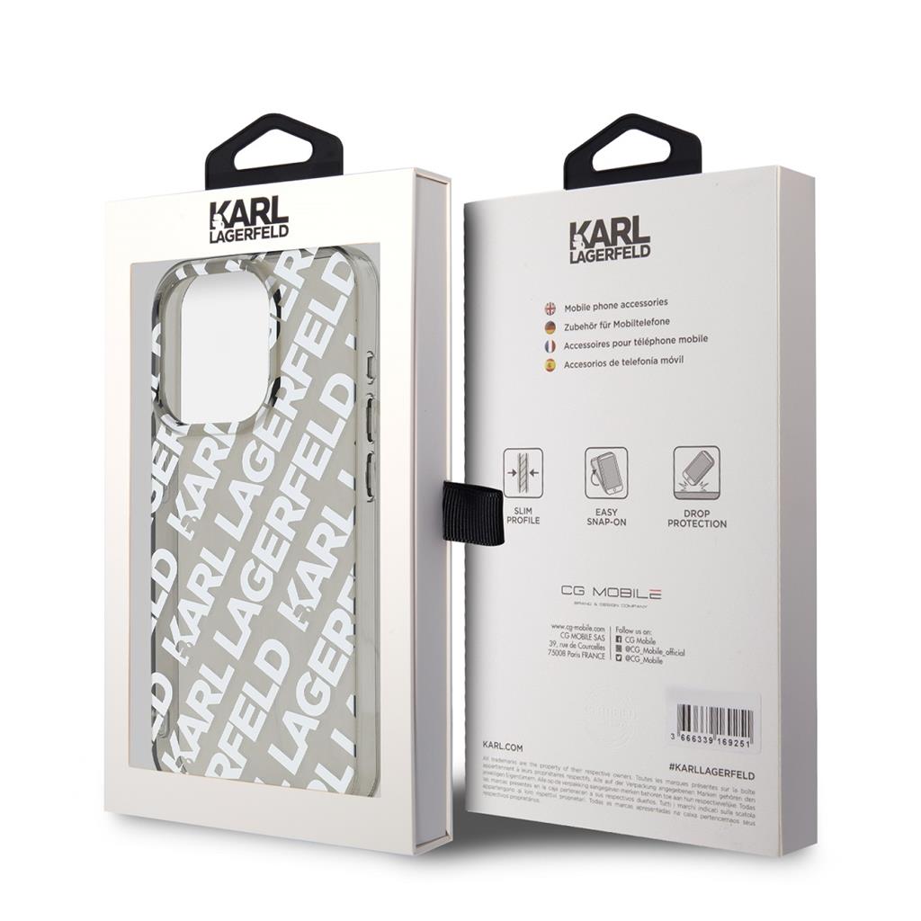 Apple iPhone 15 Pro Max Karl Lagerfeld IML Electroplated Repeated Logo tok (Ezüst) – KLHCP15XHKFOEMS