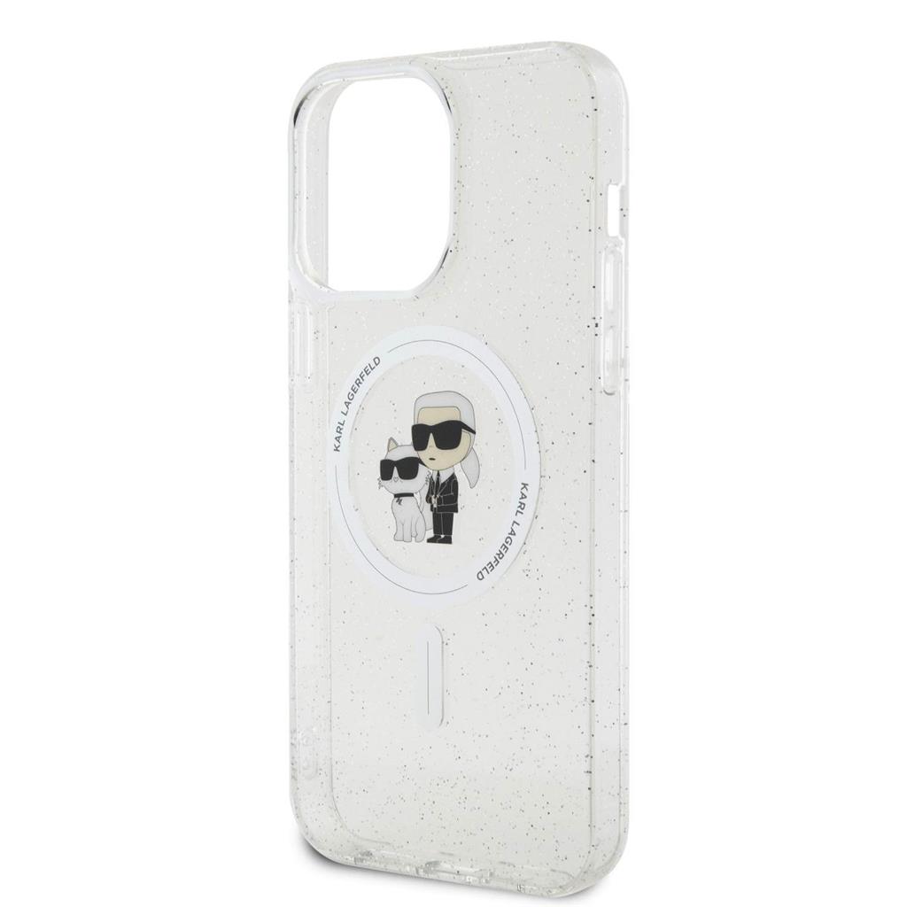 Apple iPhone 15 Pro Max Karl Lagerfeld IML Glitter Karl and Choupette MagSafe tok (Átlátszó) – KLHMP15XHGKCNOT