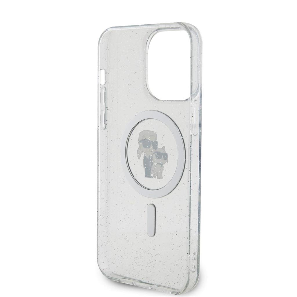 Apple iPhone 15 Pro Max Karl Lagerfeld IML Glitter Karl and Choupette MagSafe tok (Átlátszó) – KLHMP15XHGKCNOT