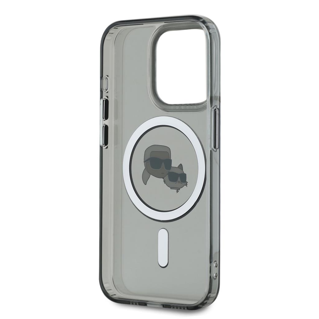 Apple iPhone 15 Pro Max Karl Lagerfeld IML K&CH Heads Metal Frame MagSafe tok (Fekete) – KLHMP15XHLSKCK