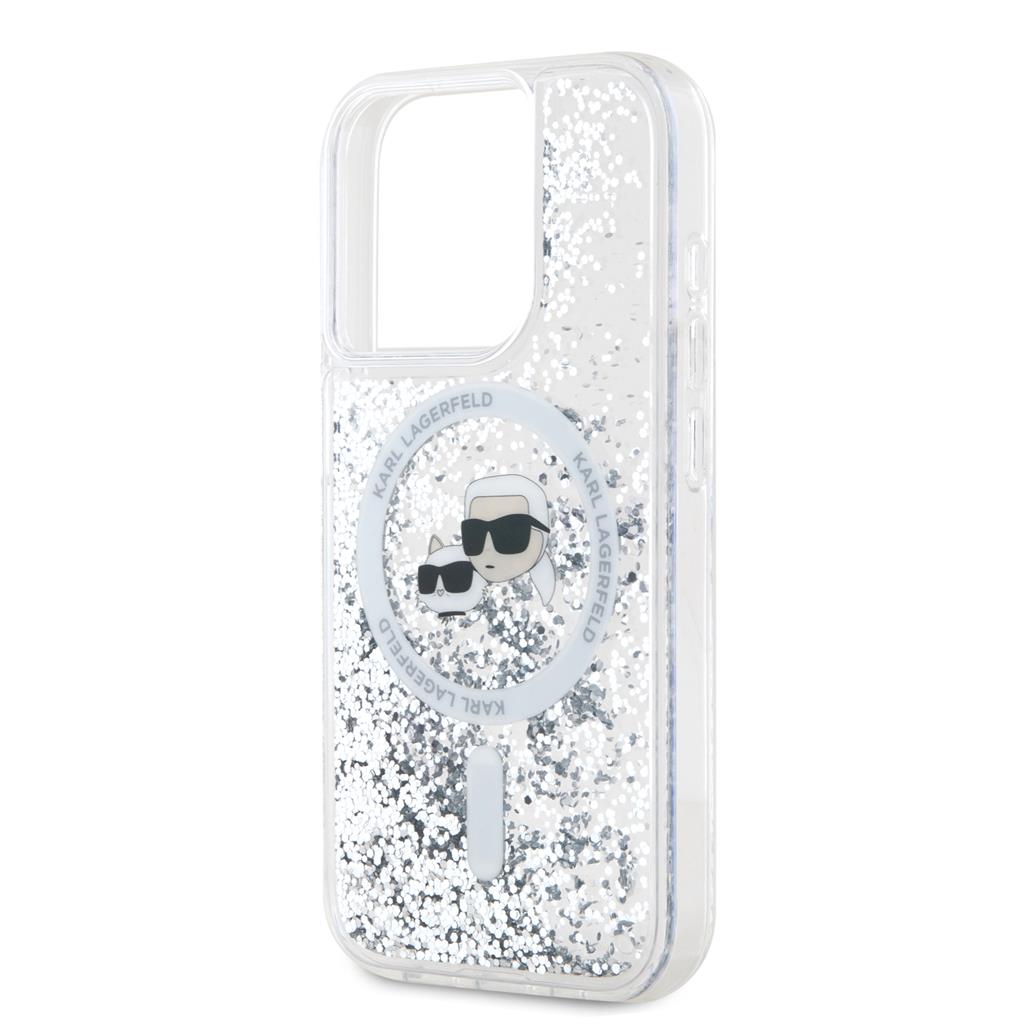 Apple iPhone 15 Pro Max Karl Lagerfeld Liquid Glitter Karl and Choupette Heads MagSafe tok (Átlátszó) – KLHMP15XLGKCSGH
