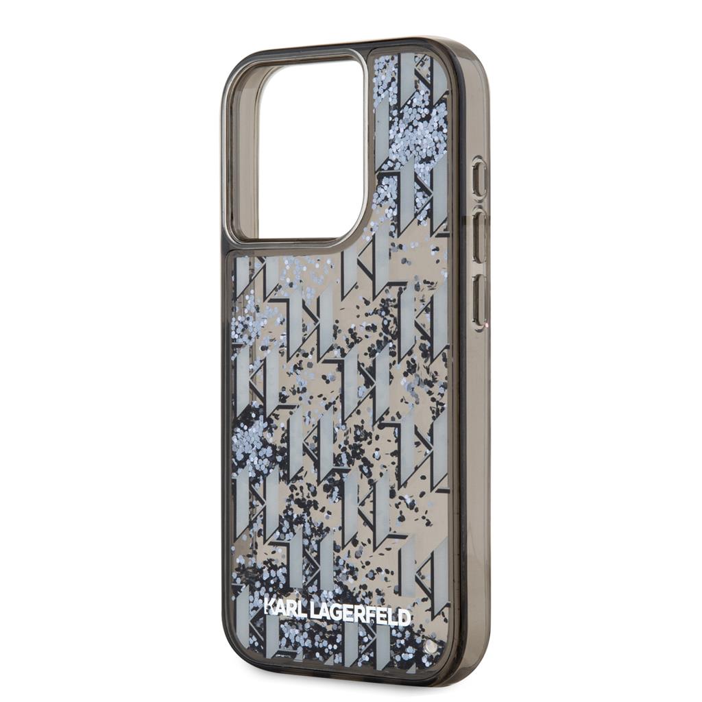 Apple iPhone 15 Pro Max Karl Lagerfeld Liquid Glitter Monogram Gradient tok (Fekete) – KLHCP15XLKLGKCCK