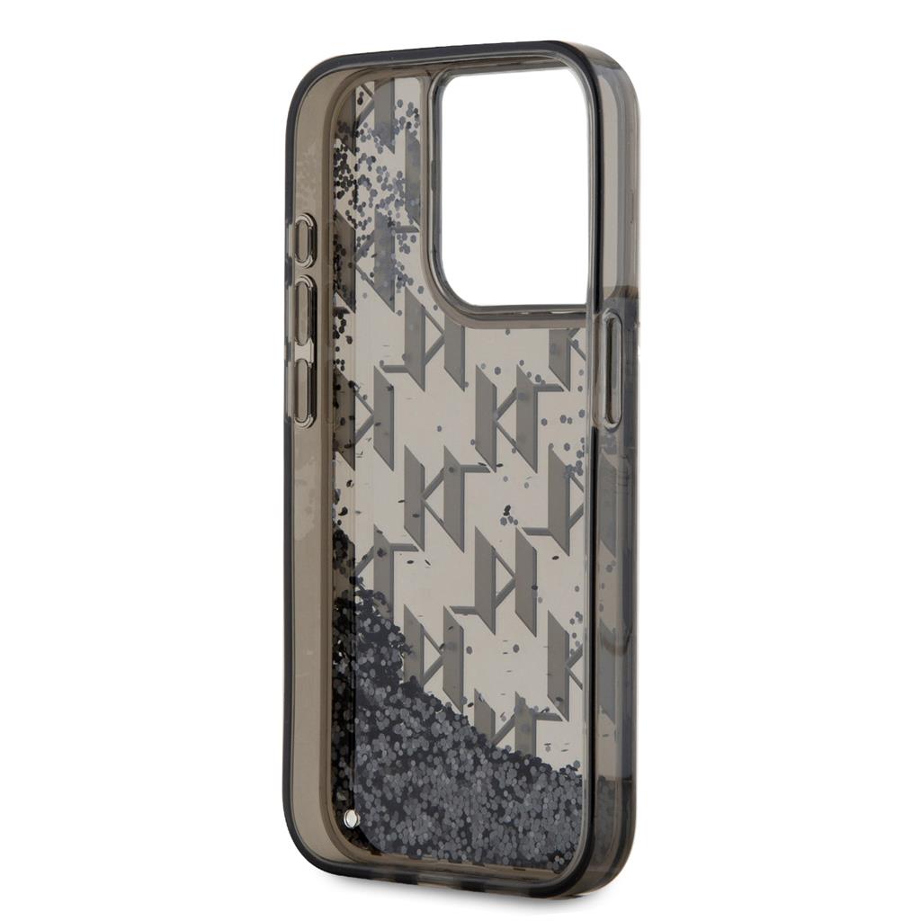 Apple iPhone 15 Pro Max Karl Lagerfeld Liquid Glitter Monogram Gradient tok (Fekete) – KLHCP15XLKLGKCCK