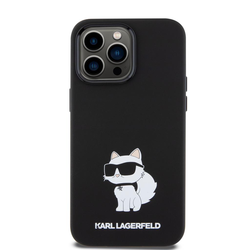 Apple iPhone 15 Pro Max Black Karl Lagerfeld Liquid Silicone Choupette NFT tok (Fekete) – KLHCP15XSNCHBCK