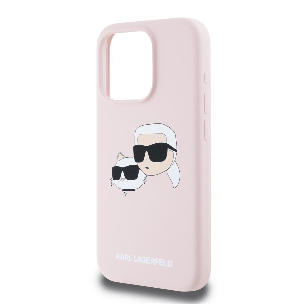 Apple iPhone 15 Pro Max Karl Lagerfeld Liquid Silicone Double Heads MagSafe tok (Rózsaszín) – KLHMP15XSKCHPPLP